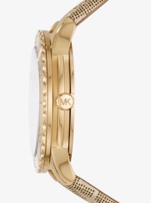 Oversized Runway Dive Pavé Gold-Tone and Metallic Logo Watch image number 1