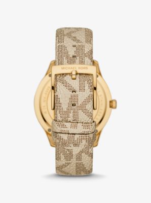 Oversized Runway Dive Pavé Gold-Tone and Metallic Logo Watch image number 2