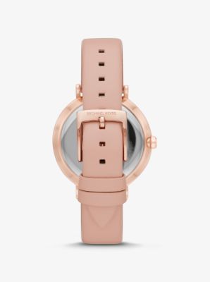 Oversized Jaryn Rose Gold-Tone and Leather Watch