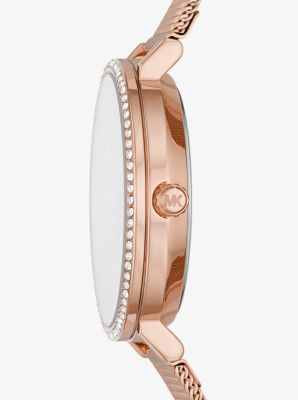 Jayne Pav&eacute; Rose Gold-Tone Mesh Watch