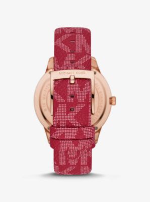 Oversized Runway Dive Pavé Rose Gold-Tone and Logo Watch image number 2