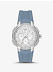 Oversized Sydney Pavé Silver-Tone and Silicone Watch image number 0