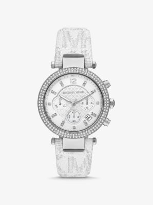 Oversized Parker Pav Silver Tone and Logo Watch Michael Kors Canada