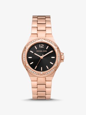 Montre Lennox de ton or rose à pavé | Michael Kors Canada