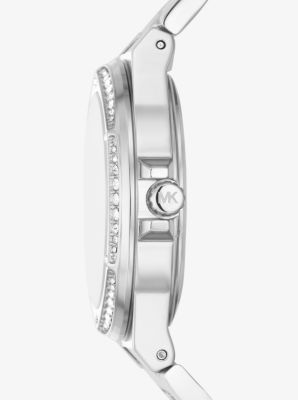 Montre Lennox argentée à logo et à pavé