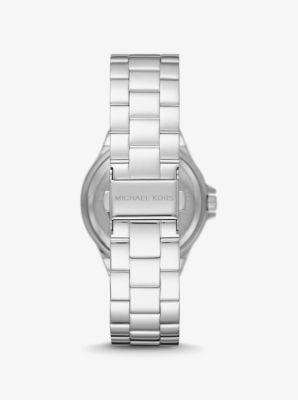 Montre Lennox argentée à logo et à pavé