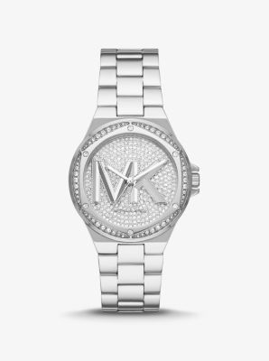 Michael kors silver shop watch with mk logo