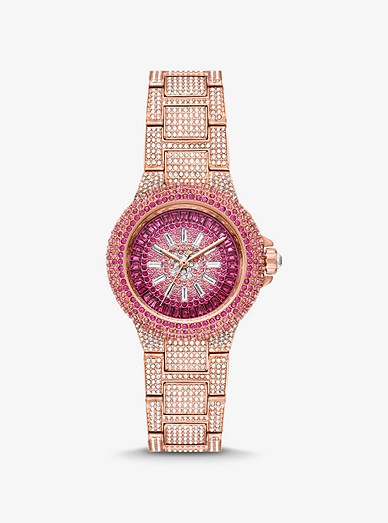 Limited-edition Mini Camille Ombré Pavé Rose Gold-tone Watch | Michael Kors