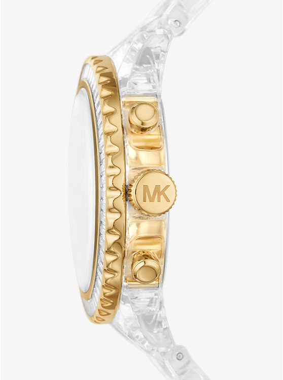 Montre Everest surdimensionnée dorée à pavé et à bracelet en plastique d'origine biologique image number 1