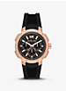 Oversized Sydney Pavé Rose Gold-Tone and Silicone Watch image number 0