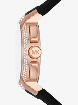 Oversized Sydney Pavé Rose Gold-Tone and Silicone Watch | Michael Kors ...