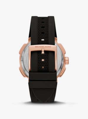 Oversized Sydney Pavé Rose Gold-Tone and Silicone Watch | Michael Kors