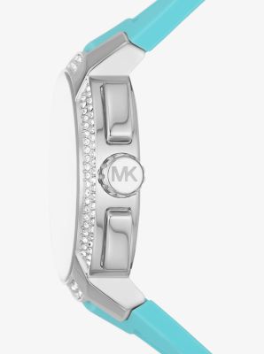 Oversized Sydney Pavé Silver-Tone and Silicone Watch image number 1