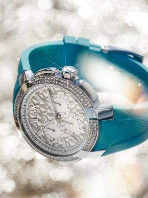 Oversized Sydney Pavé Silver-Tone and Silicone Watch image number 4