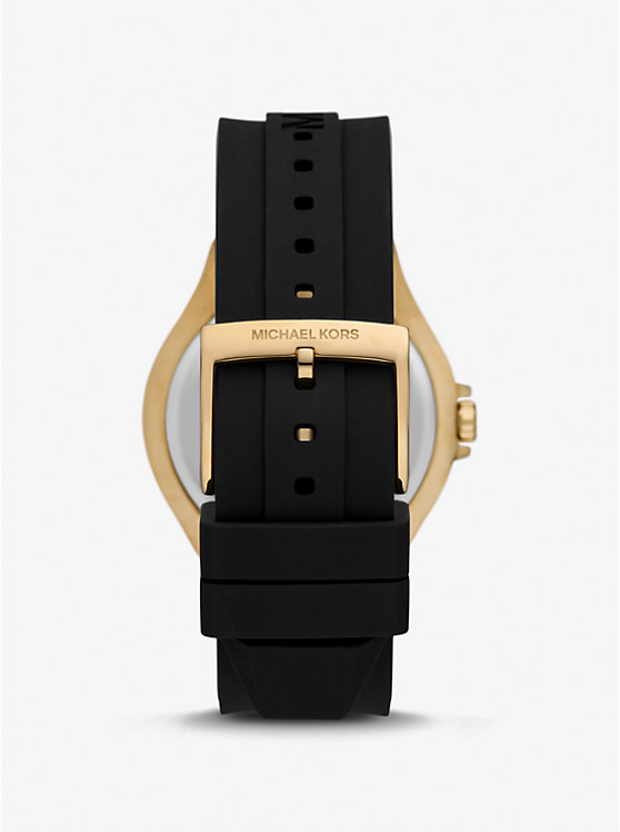 Oversized Lennox Pavé Gold-Tone and Silicone Watch image number 2