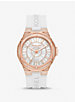 Oversized Lennox Pavé Rose Gold-Tone and Silicone Watch image number 0