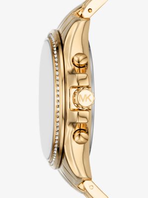 moca　kiso ゴールドクラウン Oversized Pilot Pavé Gold-Tone Watch | Michael Kors [US]