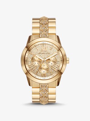 Oversized Bryn Pave Gold Tone Watch Michael Kors