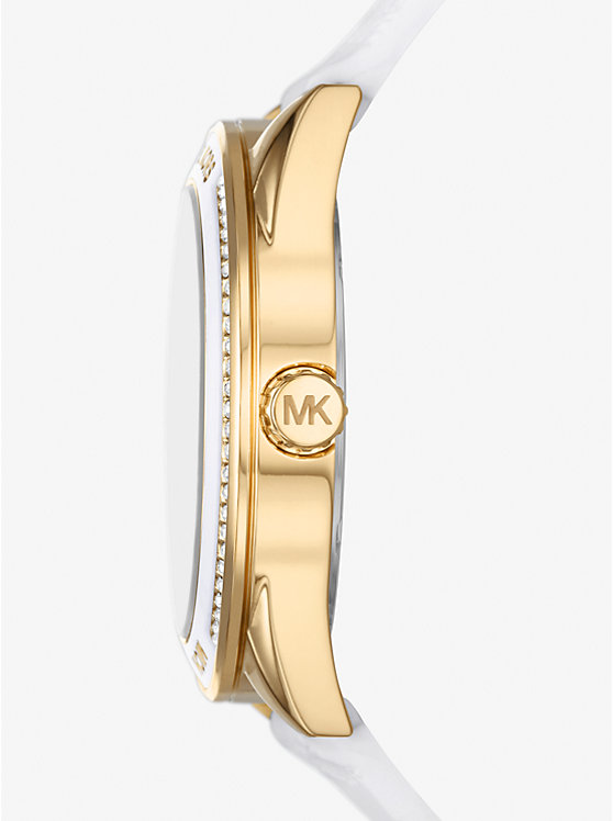 Montre Jessa surdimensionnée dorée à bracelet en silicone gaufré image number 1