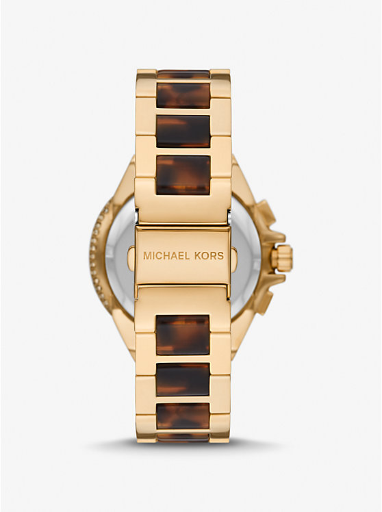 Oversized Camille Pavé Gold-Tone and Tortoiseshell Acetate Watch image number 2