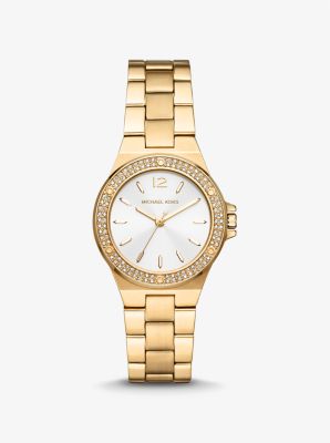 Mini Lennox Pavé Gold-Tone Watch | Michael Kors