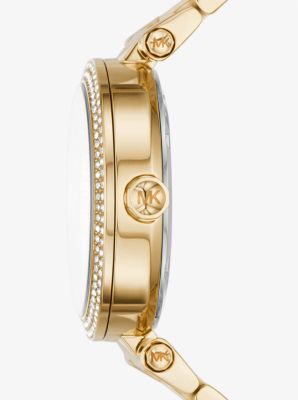 Armbanduhr Parker im Goldton mit Pavé und Logo image number 1