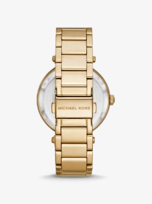 Armbanduhr Parker im Goldton mit Pavé und Logo image number 2