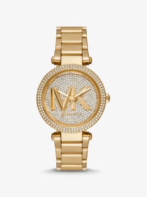 Parker Pavé Gold-Tone Logo Watch | Michael Kors