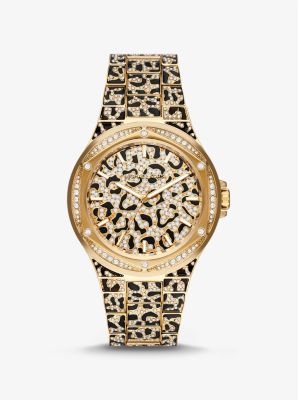 Michael kors shop leopard print watch