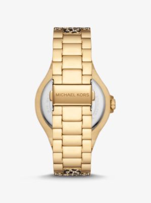Oversized Lennox Animal Pavé Gold-Tone Watch | Michael Kors