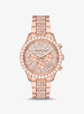 Oversized Layton Pavé Rose Gold-tone Watch | Michael Kors