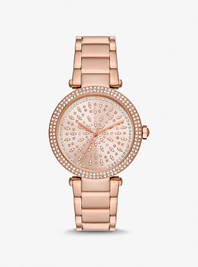 Michael Kors Reloj con pulsera met\u00e1lica color rosa dorado-rosa elegante Joyería Relojes Relojes con pulsera metálica 