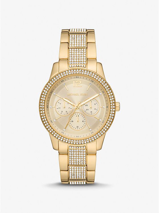 Oversized Tibby Pavé Gold-Tone Watch | Michael Kors