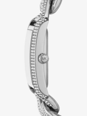 Oversized Emery Pavé Silver-Tone Curb-Link Watch image number 1