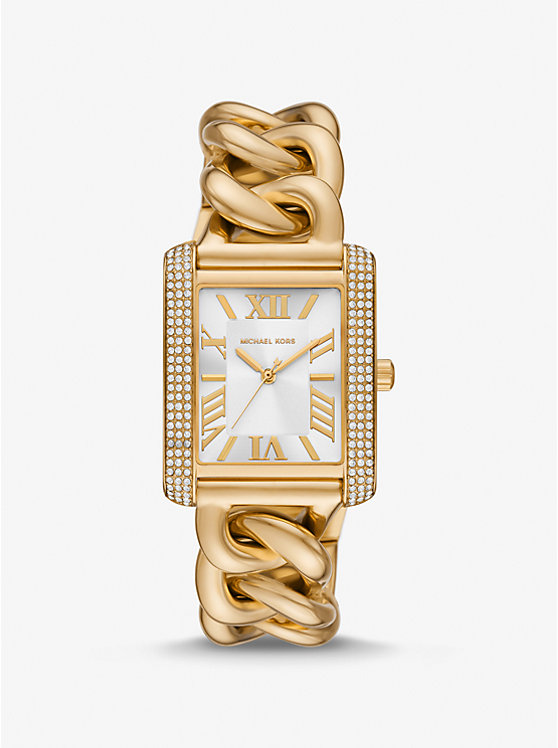 Oversized Emery Pavé Gold-Tone Curb Link Watch image number 0