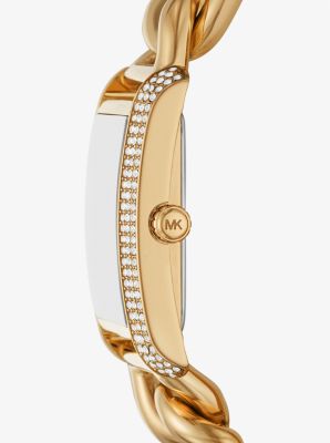 Oversized Emery Pavé Gold-Tone Curb Link Watch | Michael Kors Canada