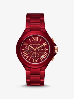 Oversized Camille Red Tone Stainless Steel Watch Michael Kors