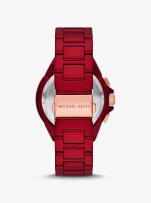 Oversized Camille Red Tone Stainless Steel Watch Michael Kors