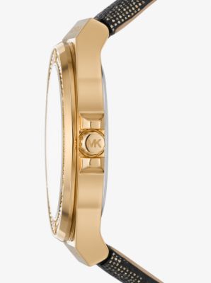 Lennox Pav&eacute; Gold-Tone and Logo Watch in GOLD | Michael Kors
