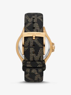 Lennox Pav&eacute; Gold-Tone and Logo Watch in GOLD | Michael Kors