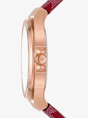 Lennox Pav&eacute; Rose Gold-Tone and Logo Watch in ROSE GOLD | Michael Kors