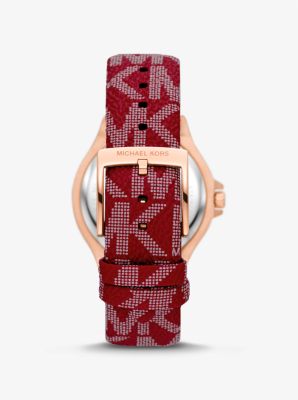 Lennox Pav&eacute; Rose Gold-Tone and Logo Watch in ROSE GOLD | Michael Kors