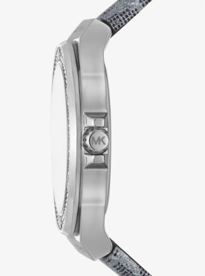 Lennox Pav&eacute; Silver-Tone and Logo Watch in GREY | Michael Kors