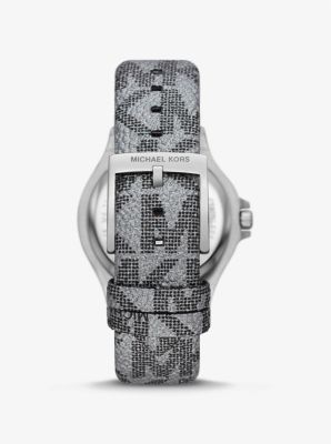 Lennox Pav&eacute; Silver-Tone and Logo Watch in GREY | Michael Kors