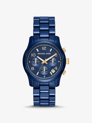 Michael kors women's blue watch best sale