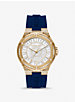 Oversized Lennox Pavé Gold-Tone and Silicone Watch image number 0
