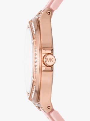 Oversized Lennox Pavé Rose Gold-Tone and Silicone Watch | Michael