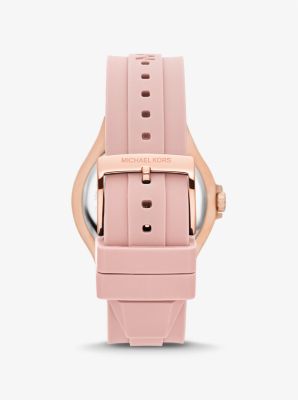 Oversized Lennox Pavé Rose Gold-Tone and Silicone Watch | Michael Kors