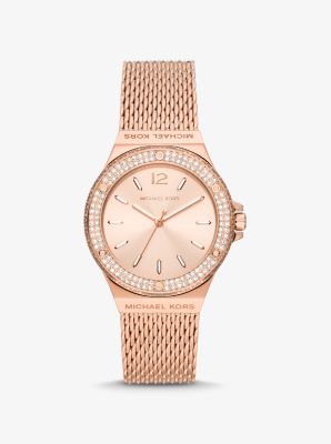 Lennox Pavé Rose Gold-Tone Mesh Watch image number 0