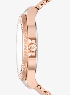 Relógio de malha dourada-rosa com incrustações Lennox image number 1